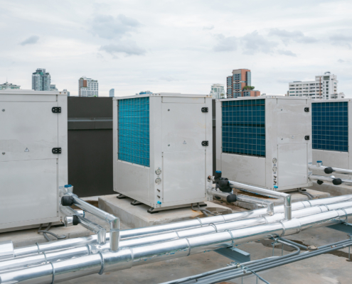 Outdoor split wall type air conditioner compressor unit inverter installed on the outside of the building